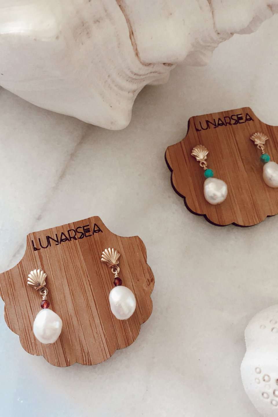 Gold Fill Shell, Gem and Pearl Studs