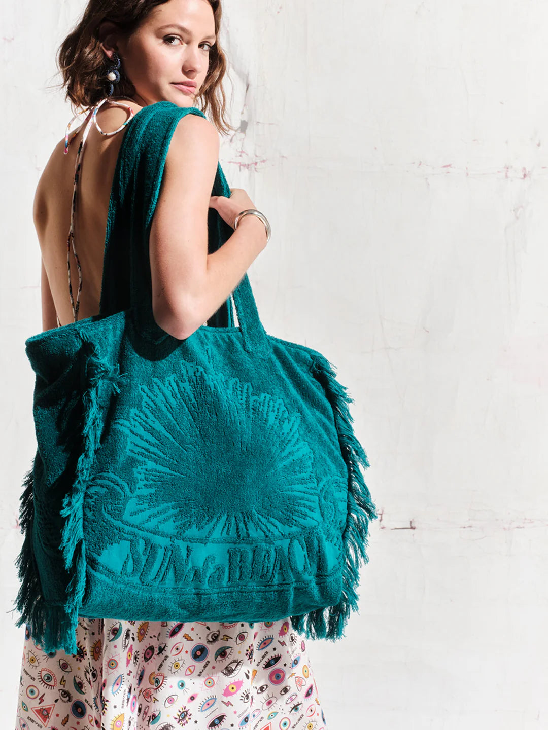 Terry Tote Beach Bag ~ Teal