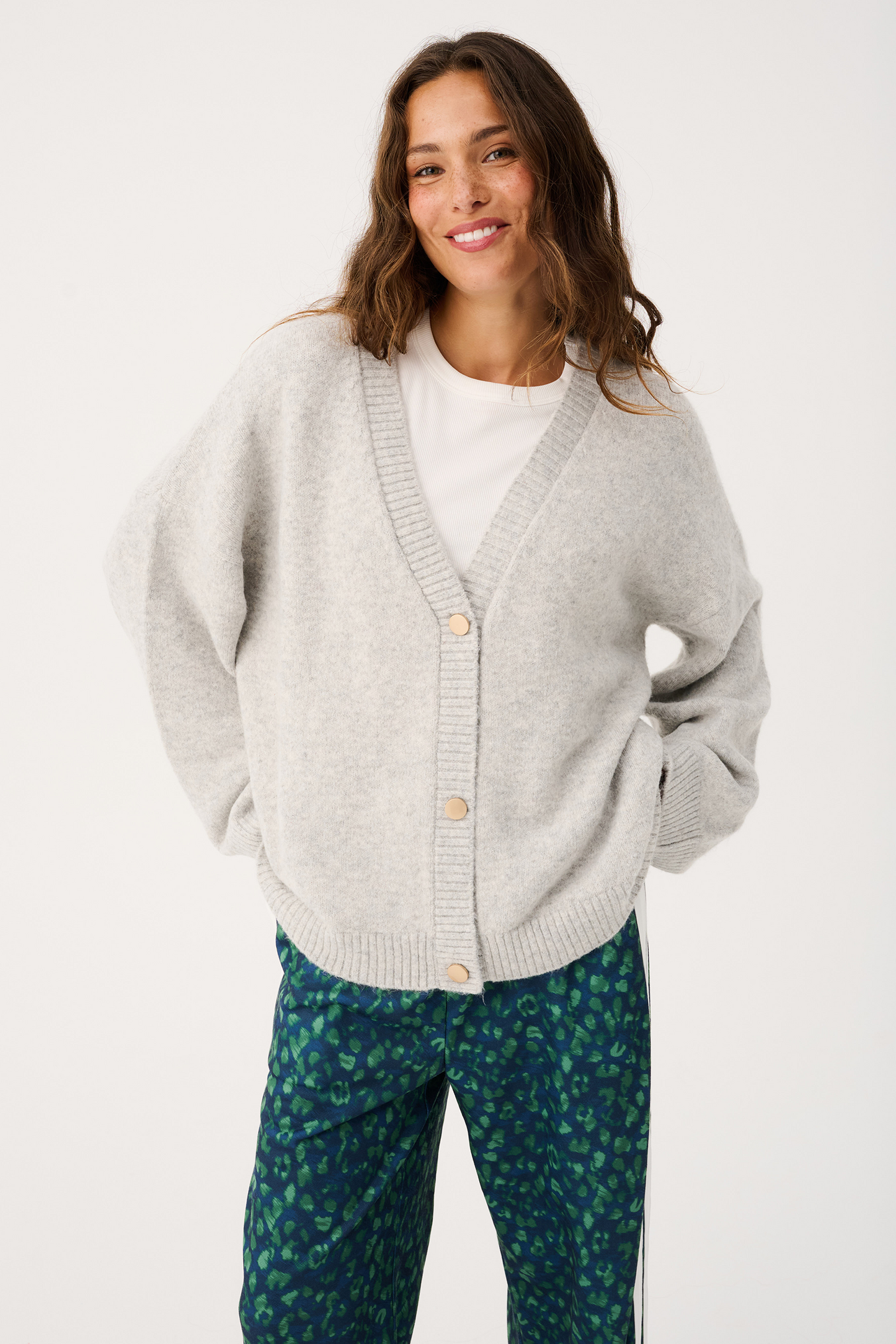Adela Knit Cardi-Grey Marle