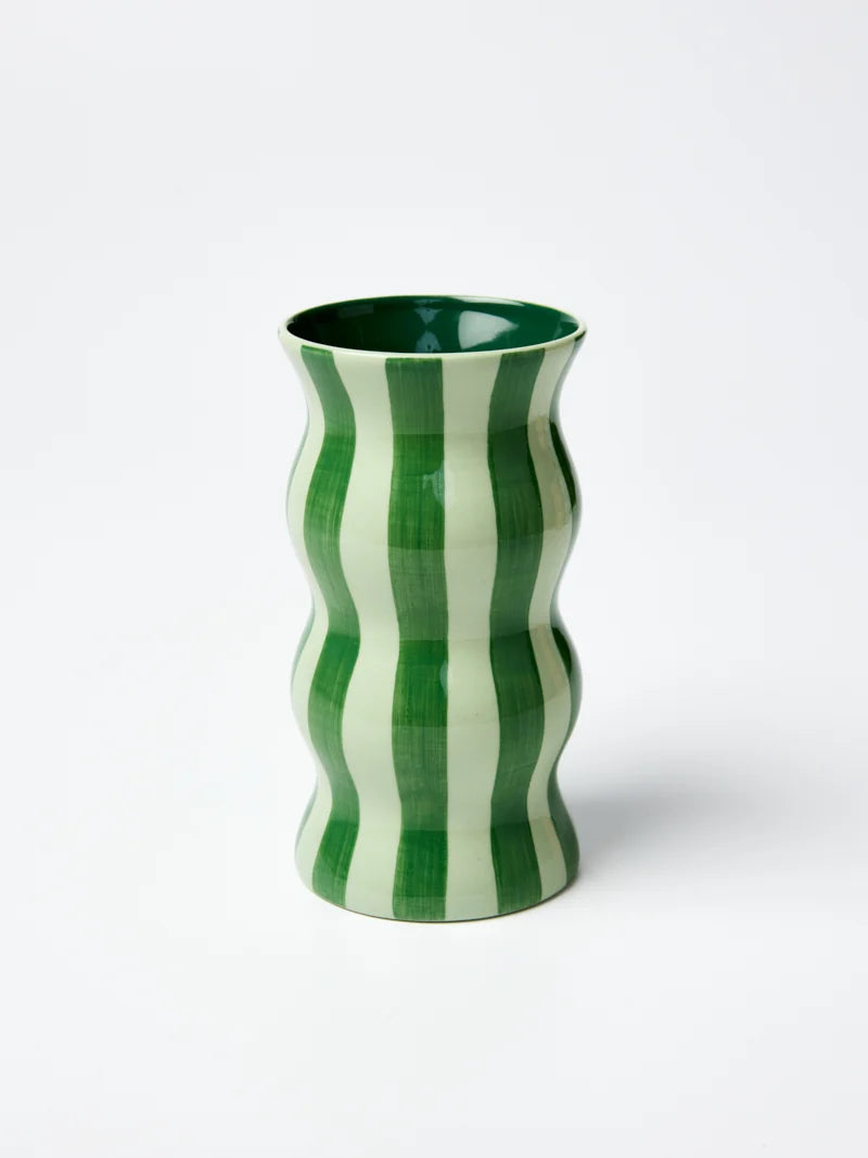 Palma Vase Tonal Green Stripe