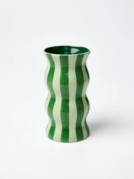 Palma Vase Tonal Green Stripe