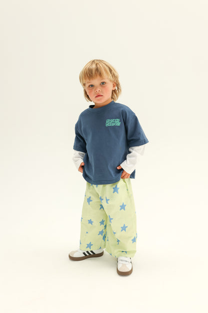 Dusty Star Pants ~ Lime + Blue