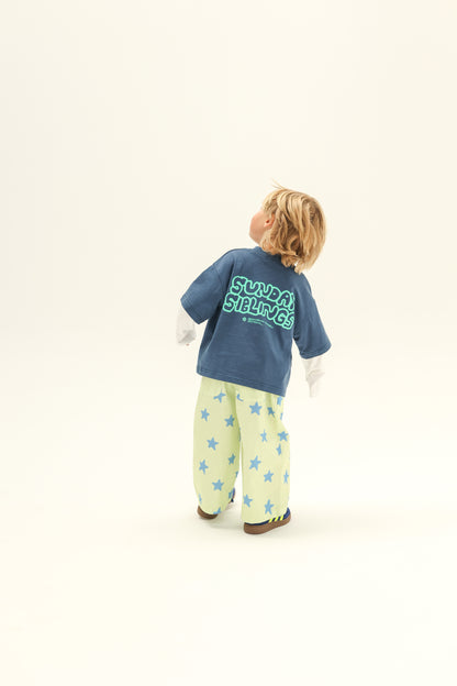Dusty Star Pants ~ Lime + Blue