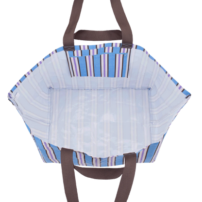 Beach Bag Choc Blue Stripe