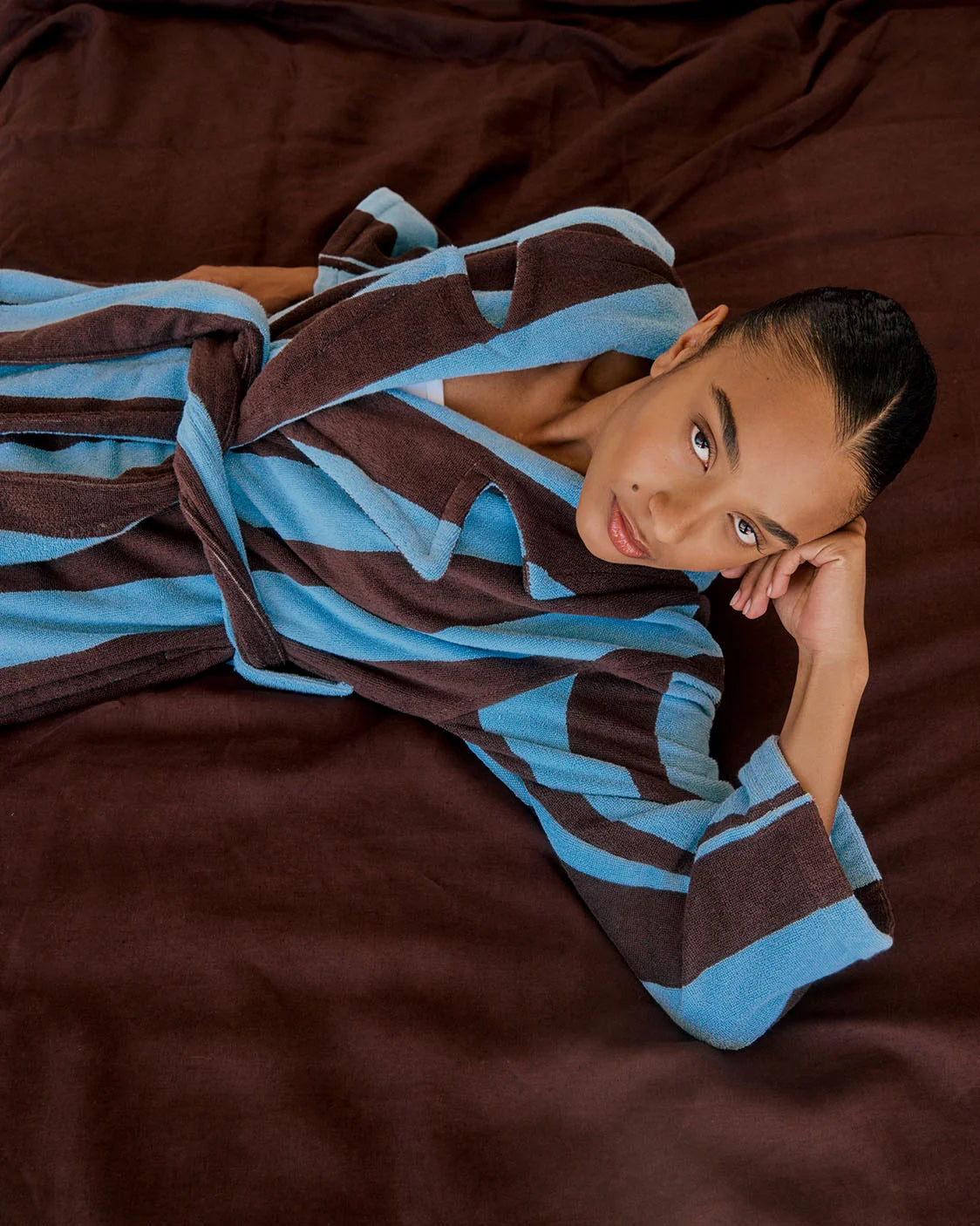 Iced Chocolate Stripe Terry Robe