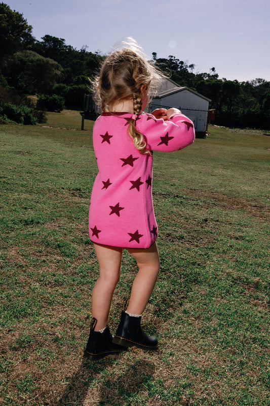 Lucky Stars Dress - Bright Pink