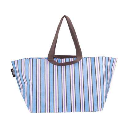 Beach Bag Choc Blue Stripe