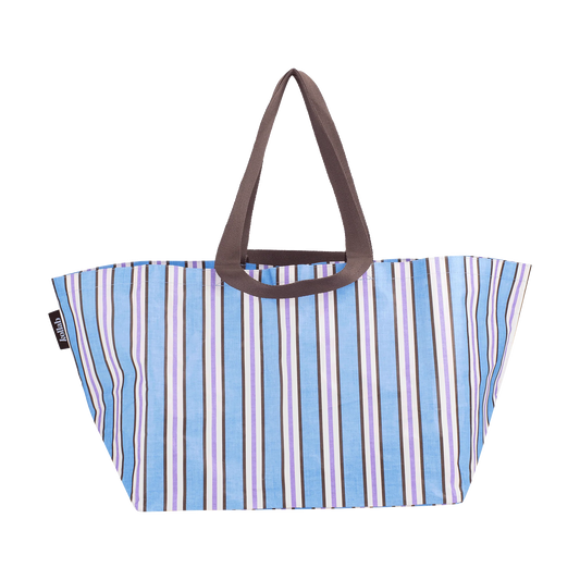 Beach Bag Choc Blue Stripe