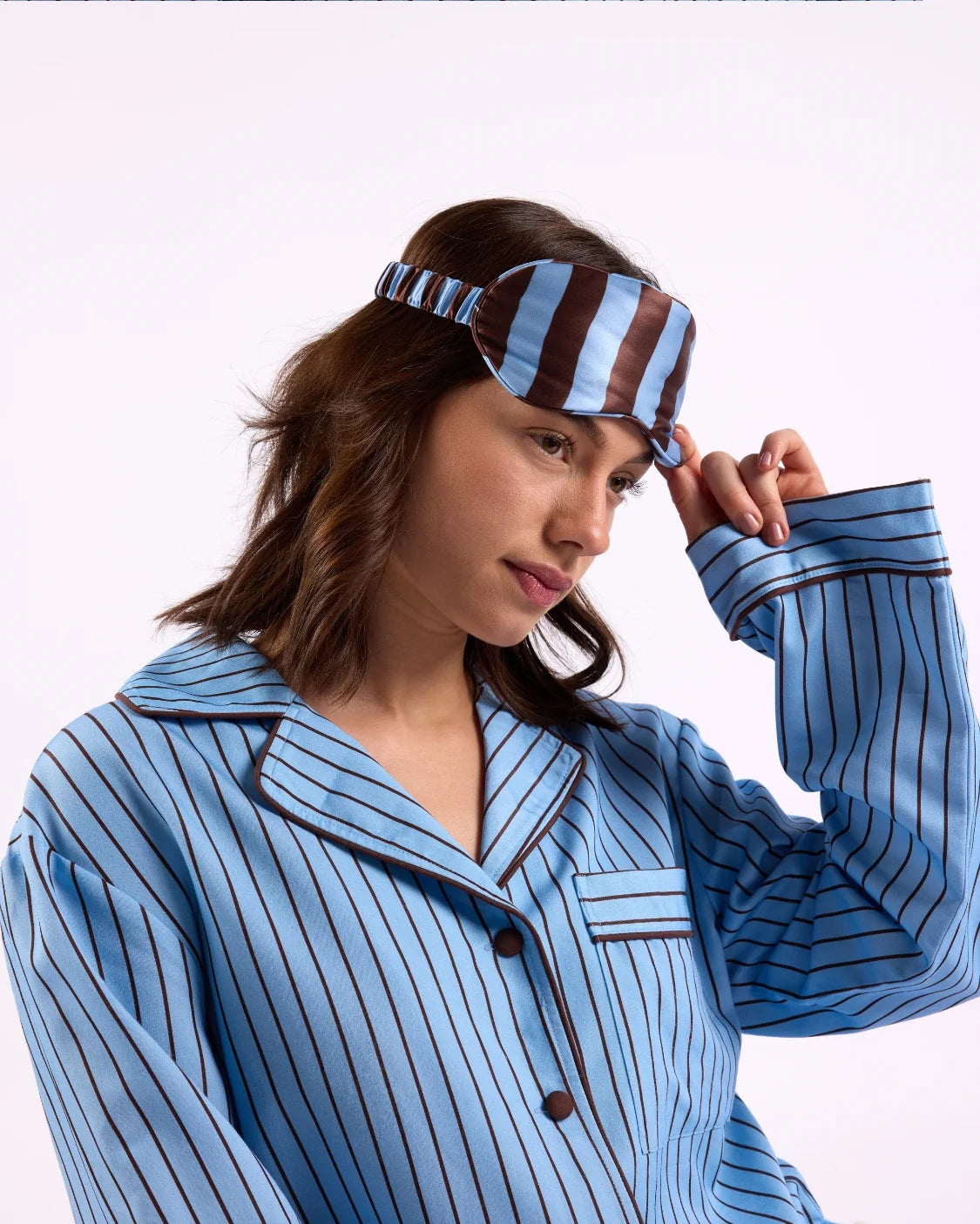 Silk Eye Mask Iced Chocolate Stripe