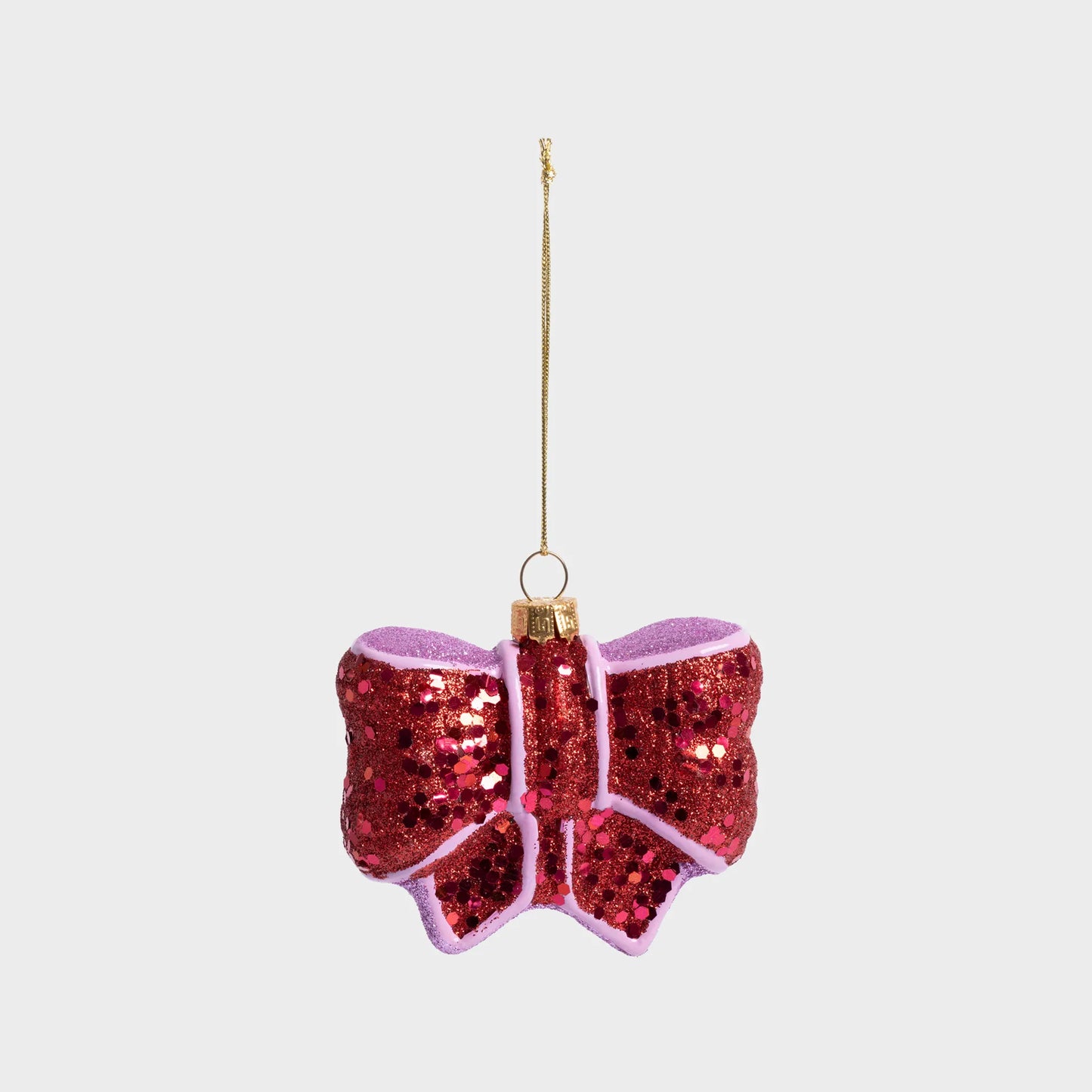 Glass Ornament Ribbon Red