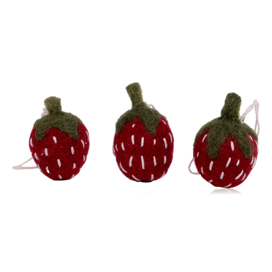 Hanging Felt Mini Strawberries Set of 3