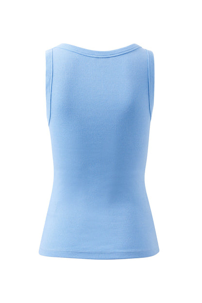Zoe Contour Rib Logo Tank ~ Blue