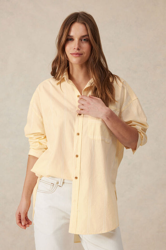 Oversized Poplin Shirt Butter White Stripe