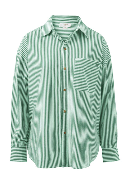 Peta Oversized Shirt Kelly Green White Stripe