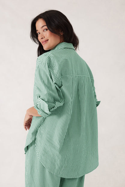 Peta Oversized Shirt Kelly Green White Stripe