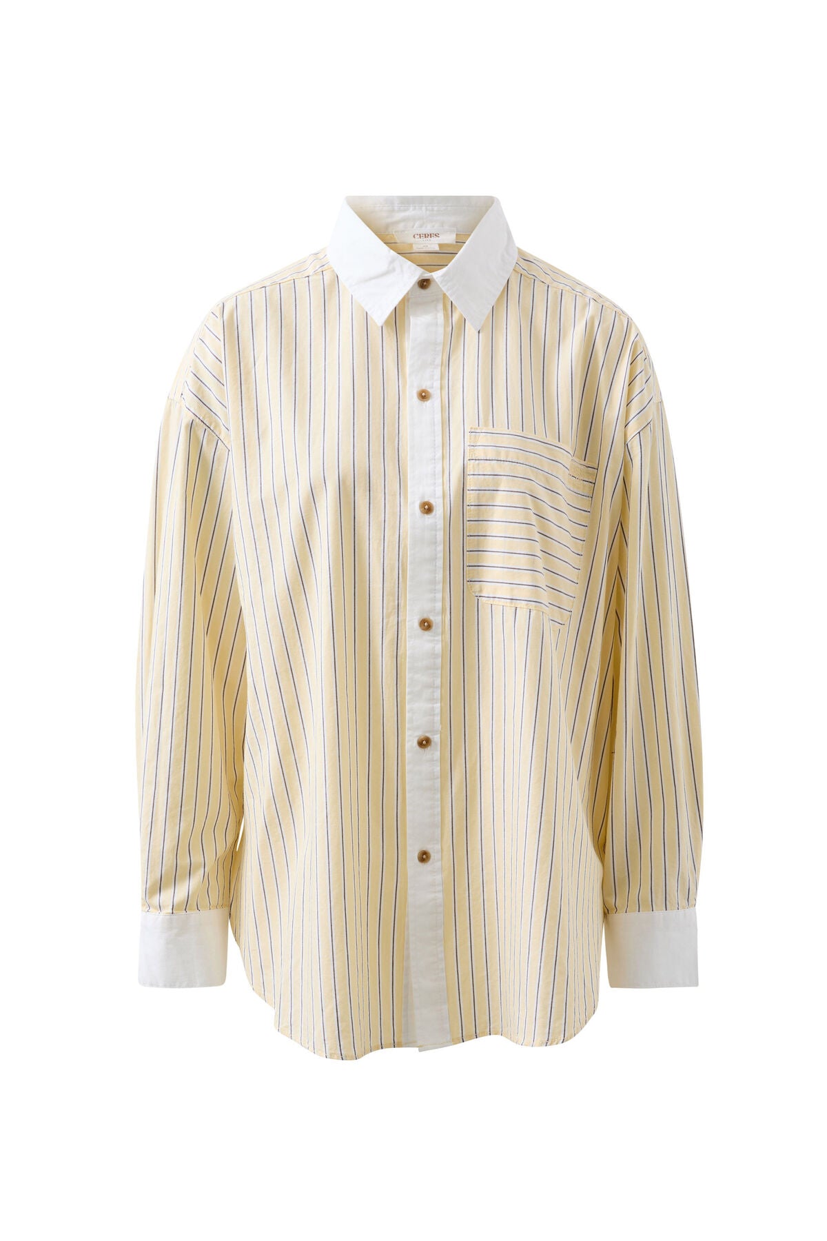Peta Oversized Shirt Sunny Yellow Stripe White Collar