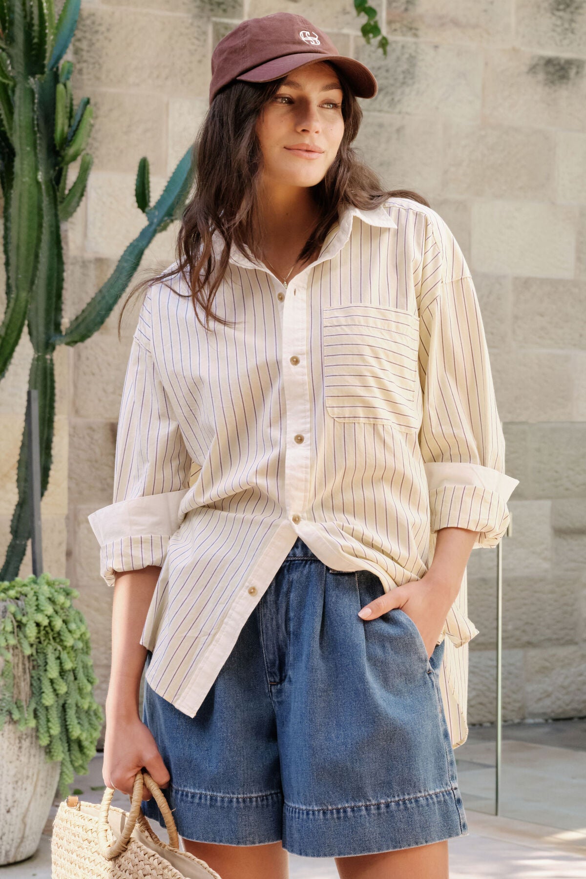 Peta Oversized Shirt Sunny Yellow Stripe White Collar