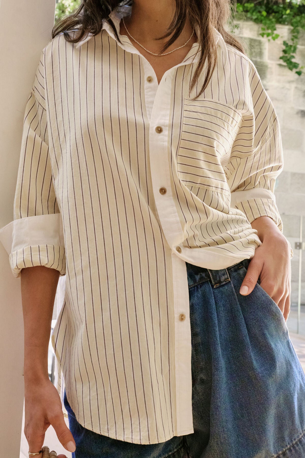 Peta Oversized Shirt Sunny Yellow Stripe White Collar