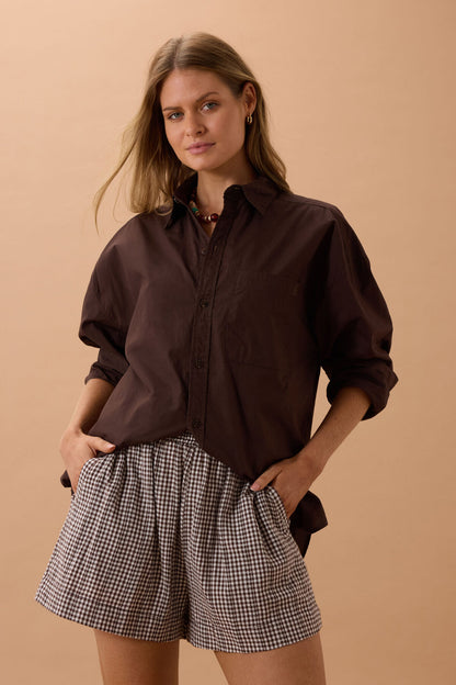 Peta Oversized Shirt ~ Chocolate