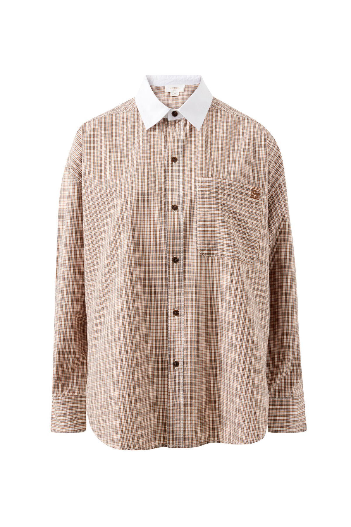 Peta Oversized Shirt ~ Toffee Check