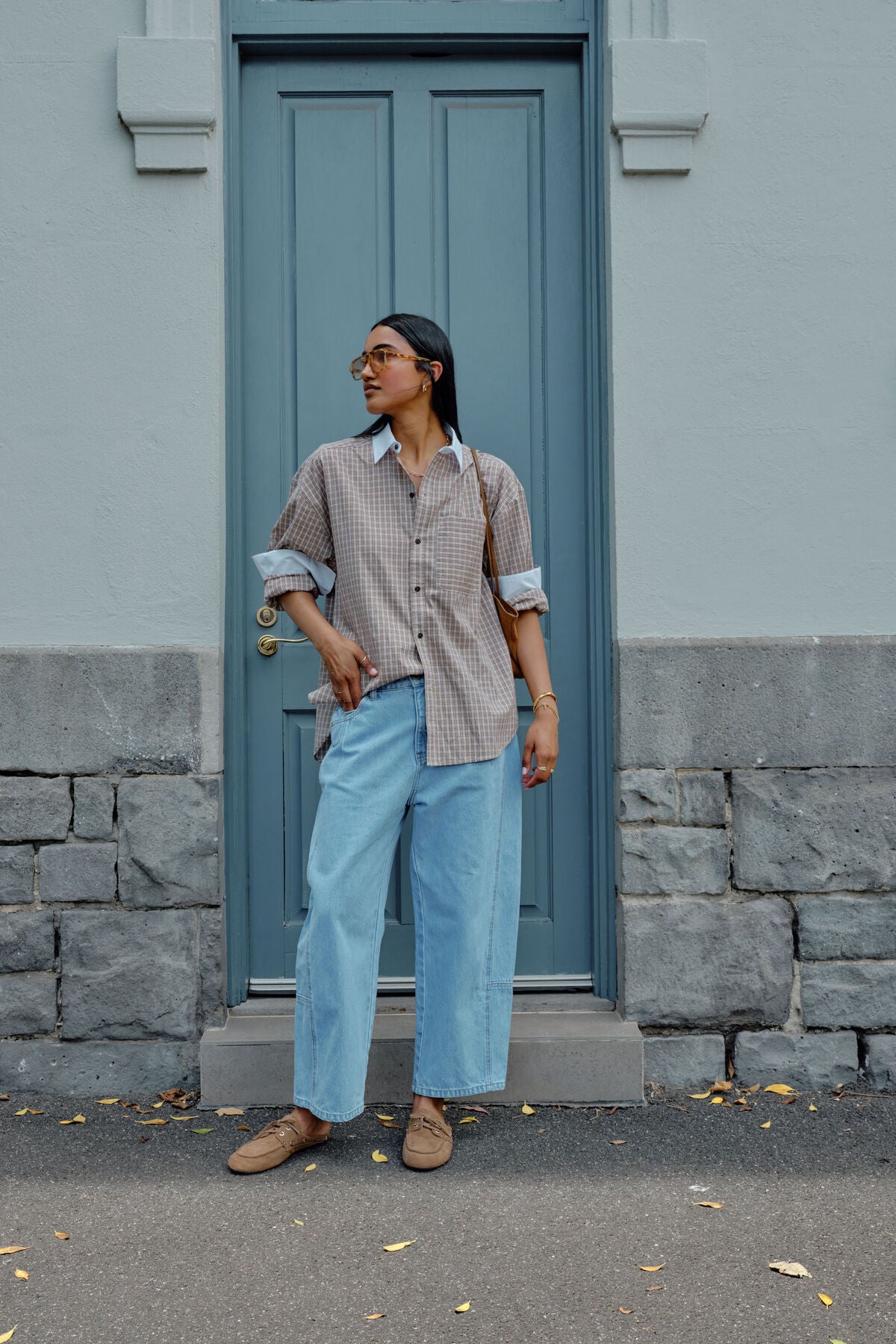 Peta Oversized Shirt ~ Toffee Check