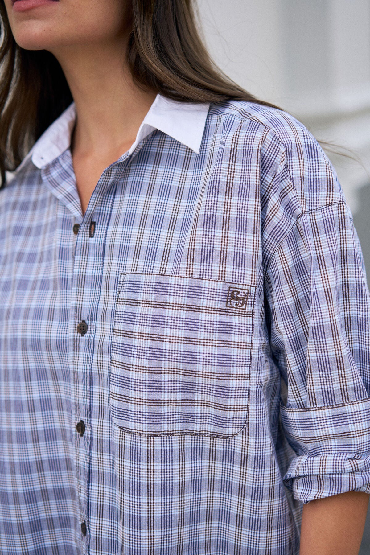 Peta Oversized Shirt ~ Blue Chocolate Check