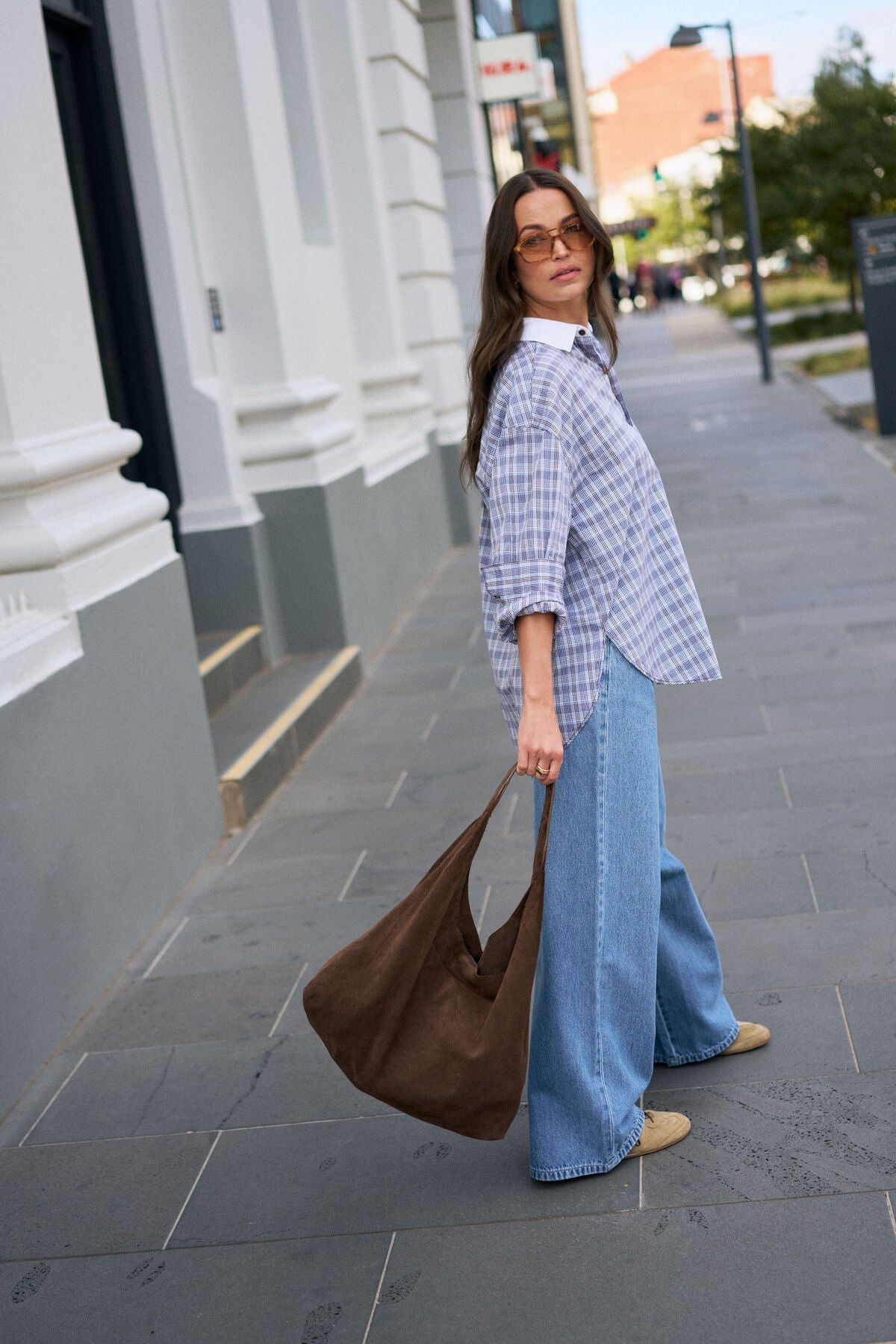 Peta Oversized Shirt ~ Blue Chocolate Check