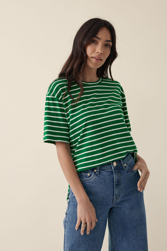 Slouchy Split Hem Tee Winter Green