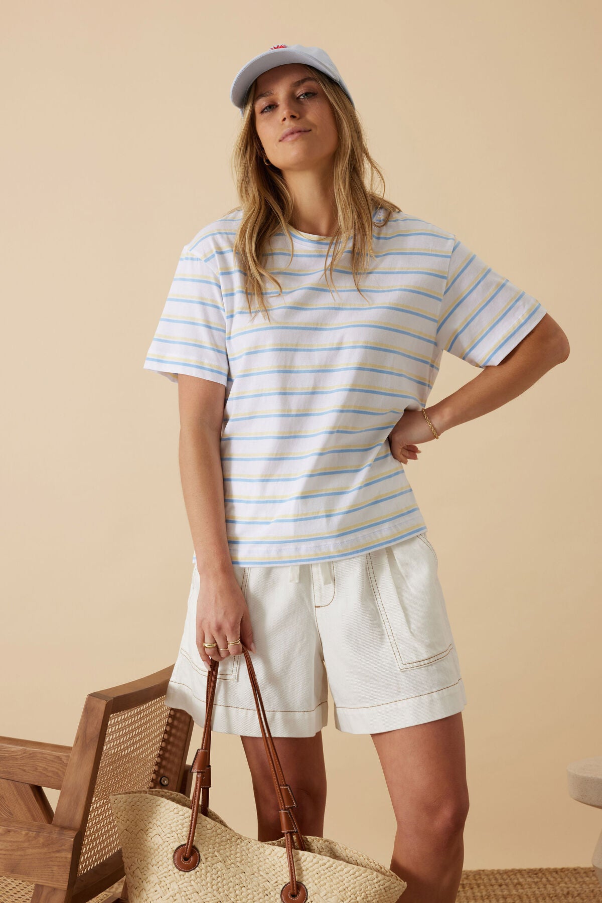Stevie Slouchy Tee Powder Blue/Sunny Yellow