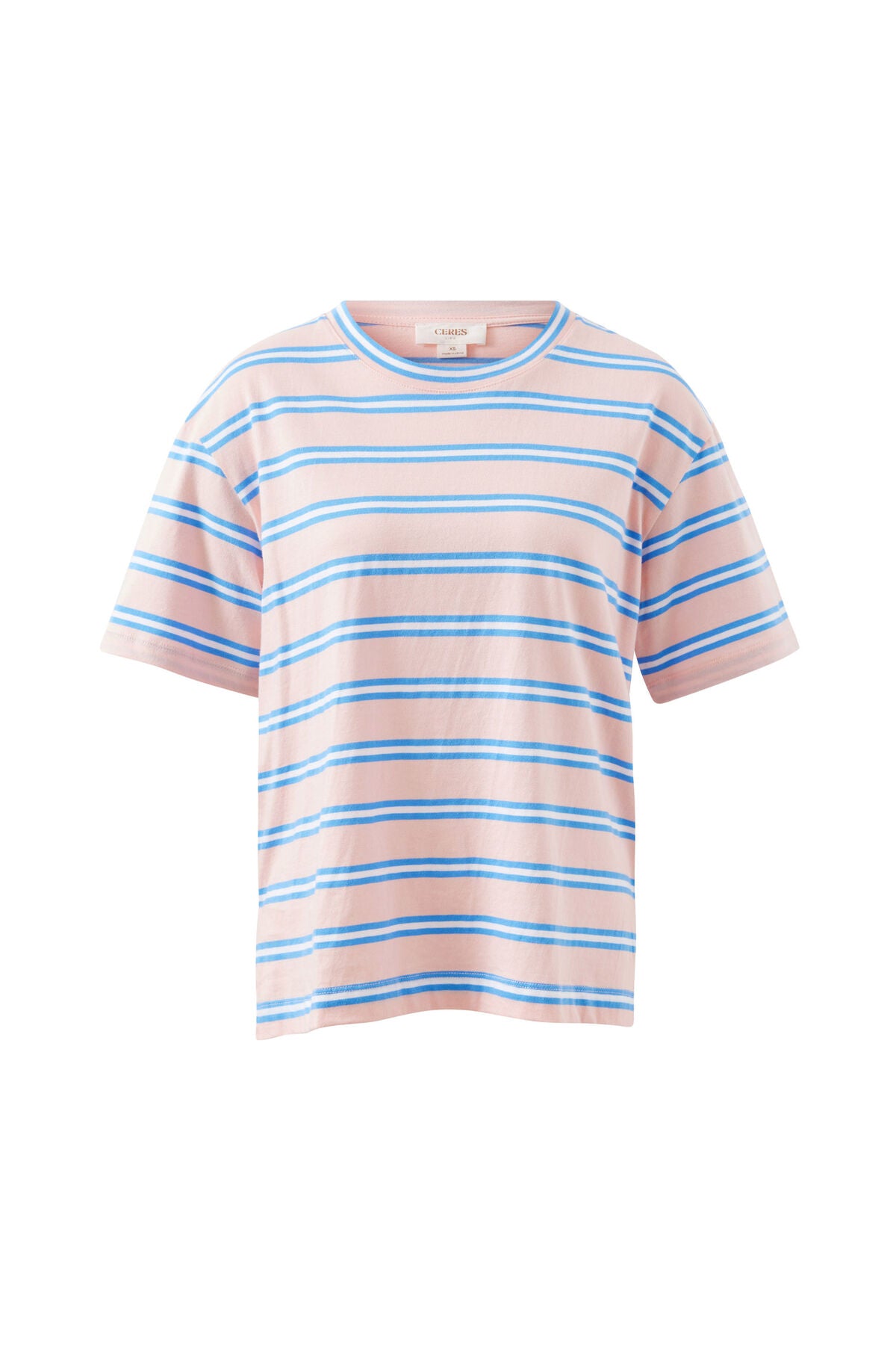 Stevie Slouchy Tee Petal/Azure Stripe