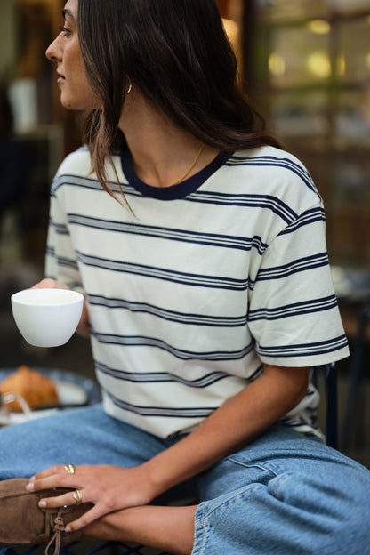 Stevie Slouchy Tee ~ Navy Stripe