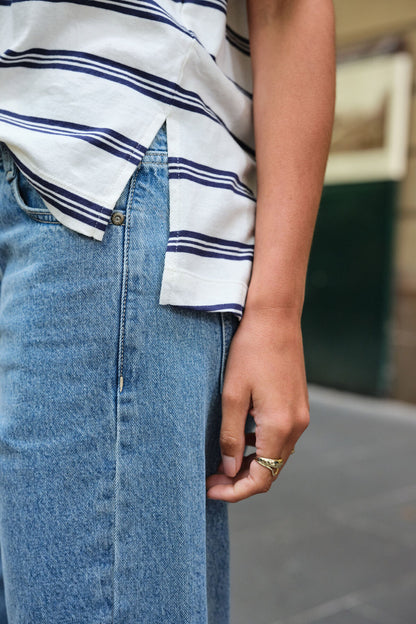 Stevie Slouchy Tee ~ Navy Stripe
