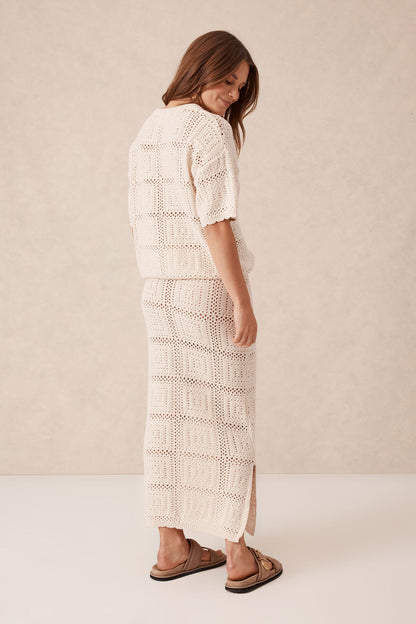 Square Knit Midi Skirt