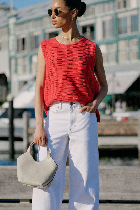 Mesh Knit Tank heritage Red