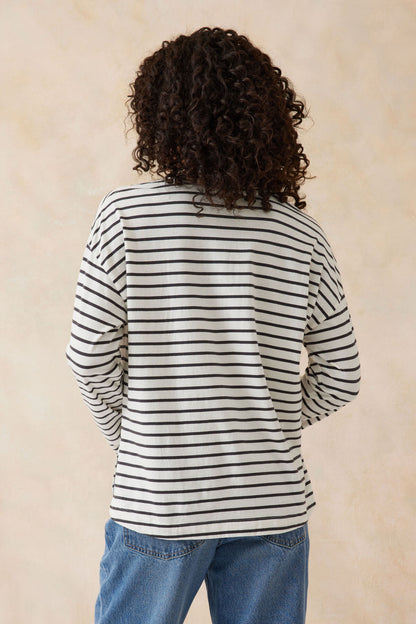 Slouchy Long Sleeve Vanilla Phantom Stripe