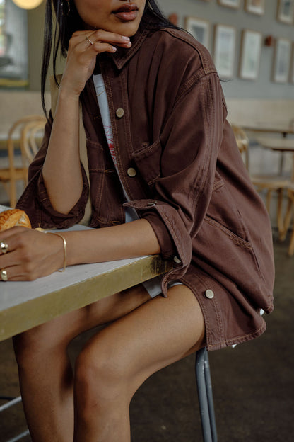 Bobbi Denim Shacket ~ Chocolate