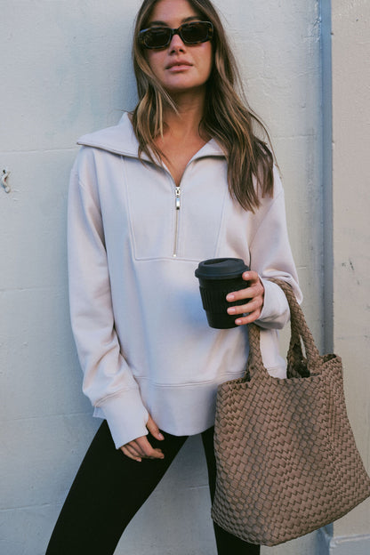 Half Zip Sweat Almond