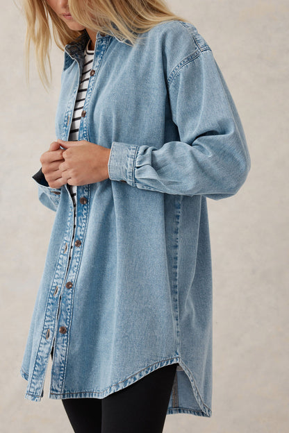 Longline Denim Shirt Vintage Blue