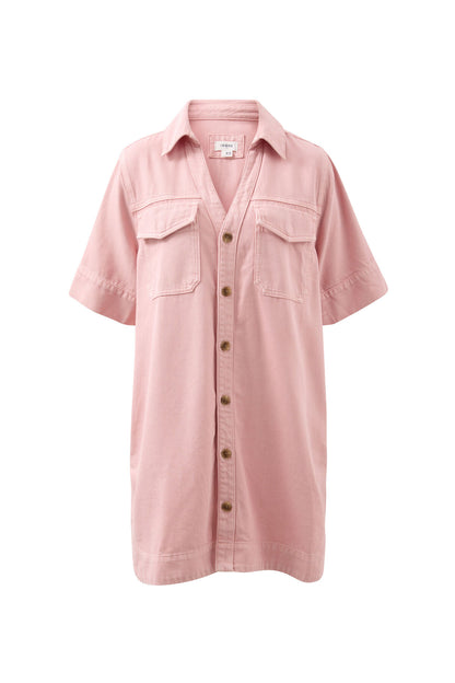Sammy Relaxed Shirt Dress ~ Washed Pink