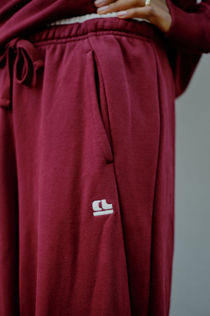 Bowie Barrel Leg Trackpant ~ Burgundy
