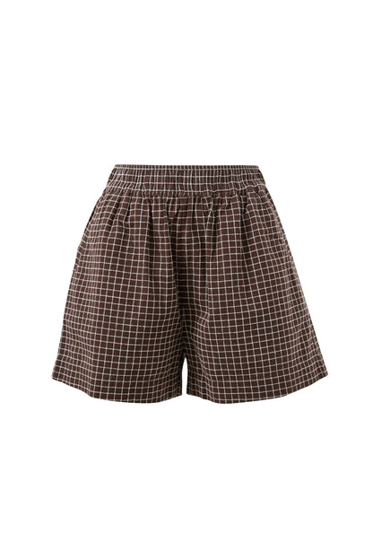 Mila Short Textured Chocolate Check