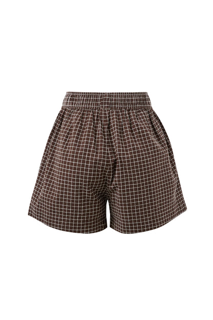 Mila Short Textured Chocolate Check