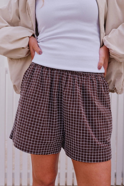 Mila Short Textured Chocolate Check