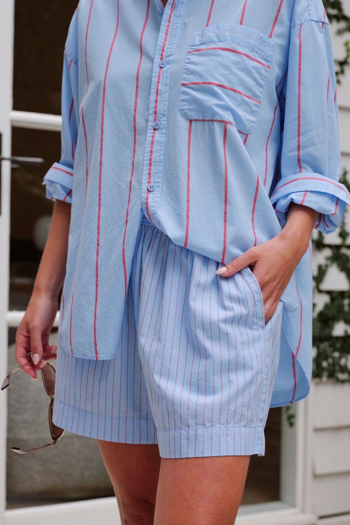 Peta Oversized Shirt Fresh Blue Red Stripe