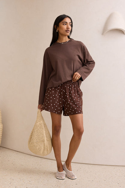 Mila Short Choc Scattered Spot