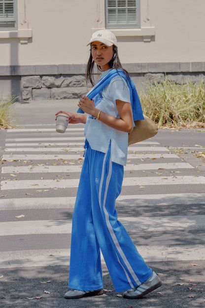Gigi Wide Leg Terry Trackpant ~ Marine Blue