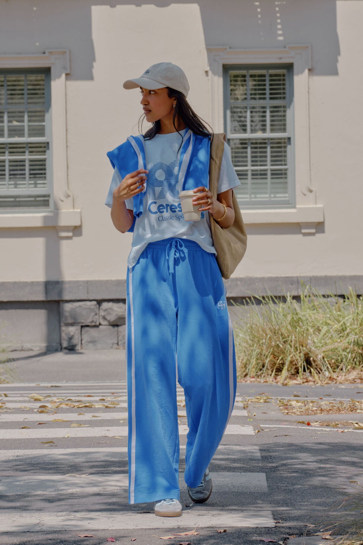 Gigi Wide Leg Terry Trackpant ~ Marine Blue