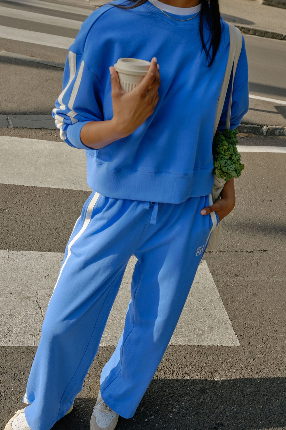 Gigi Wide Leg Terry Trackpant ~ Marine Blue