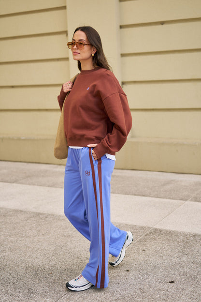 Gigi Wide Leg Terry Trackpant ~ Vintage Blue