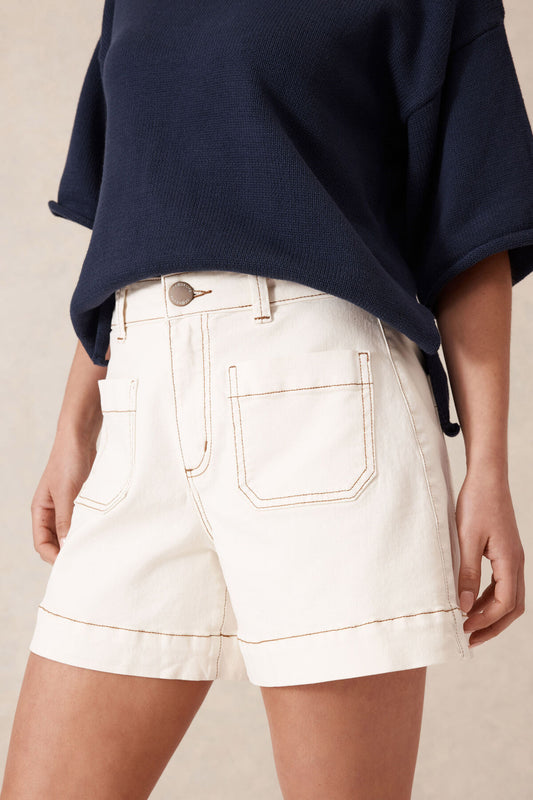 Denim Patch Pocket Short Eggshell